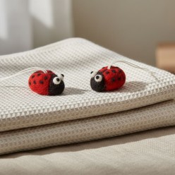 Coccinelle Portafortuna in Feltro handmade - Lana New Zealand