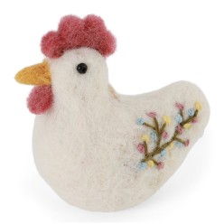 Gallina in Feltro Artigianale Lemoire – Lana New Zealand Ricamata