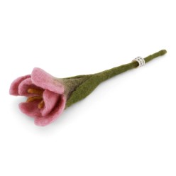 Fiore Crocus in Feltro Rosa 18cm: Artigianato in Lana New Zealand