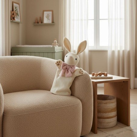 Coniglietto Handpuppet Rabbit: marionetta Artigianale in Soft-Faux Fur