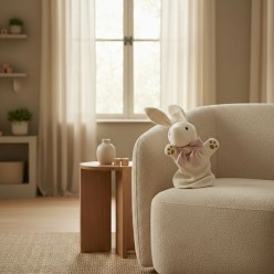 Coniglietto Handpuppet Rabbit: marionetta Artigianale in Soft-Faux Fur