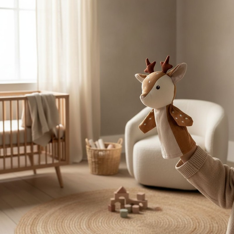Cerbiatto peluche - Marionetta Artigianale e Gioco Educativo