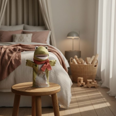 Ranocchio Artigianale in Soft-Fabric con Sciarpa Muschina Marionetta