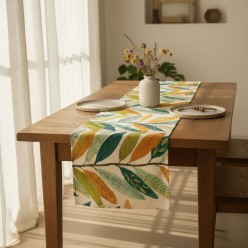 Arborea Runner in cotone con foglie tropicali