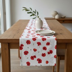 Runner in cotone Calipso con papaveri rossi – Made in Italy