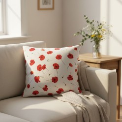 Collezione Calipso - cuscino in cotone con Papaveri Rossi