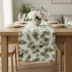 Filira Runner da tavola con foglie di eucalipto