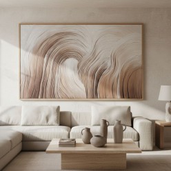 Orizzonte Materico: Dipinto su Tela Maxi 204 cm – Texture raffinata