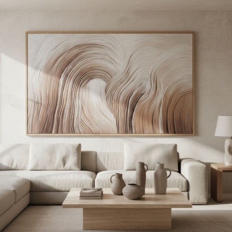Orizzonte Materico: Dipinto su Tela Maxi 204 cm – Texture raffinata