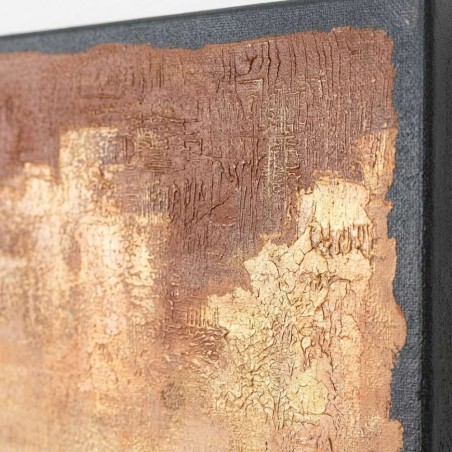 Dipinto Bandy 503: Orizzonti Astratti in Terra e Oro 140x140 cm