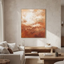 Dipinto Astratto Bold: Trame Ocra e Foglia Oro 122x142 cm | Bizzotto