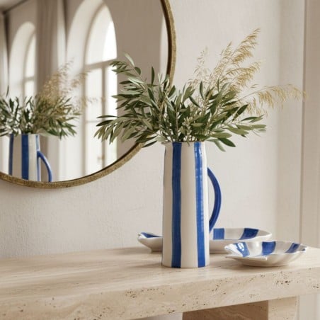 Vaso Caraffa Joly in Porcellana a righe mediterranee – H 27,6 cm