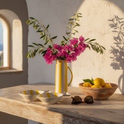 Vaso Caraffa Joly in Porcellana a righe mediterranee – H 27,6 cm
