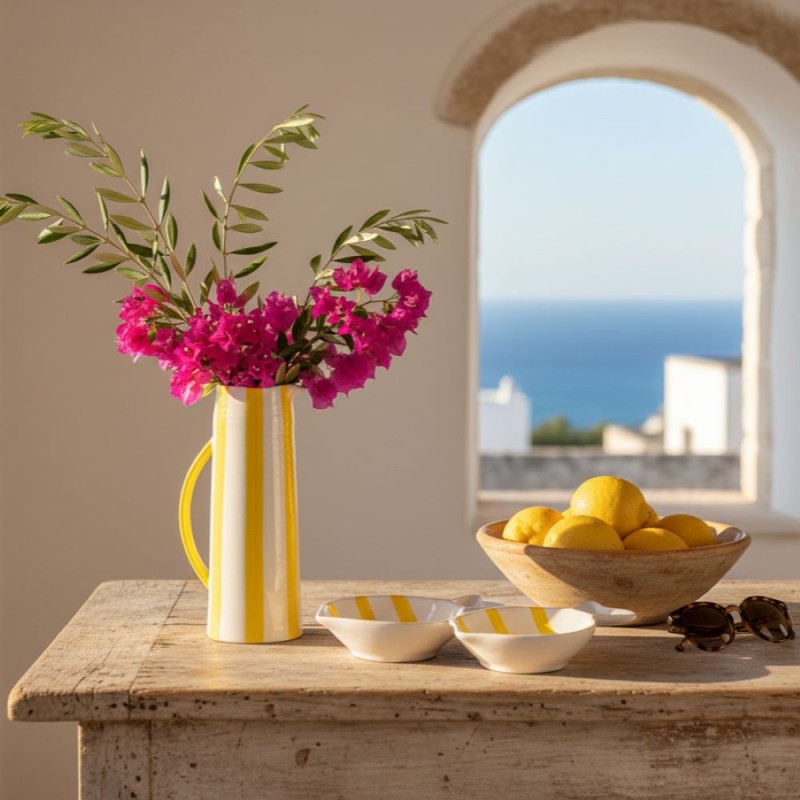 Vaso Caraffa Joly in Porcellana a righe mediterranee – H 27,6 cm