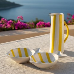 Vaso Caraffa Joly in Porcellana a righe mediterranee – H 27,6 cm