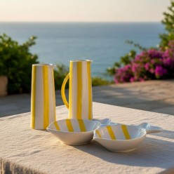 Vaso Caraffa Joly in Porcellana a righe mediterranee – H 27,6 cm