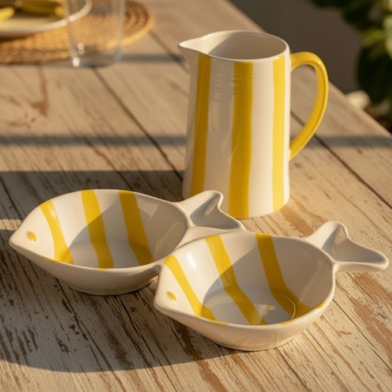 Svuotatasche in Porcellana Joly: Design costiero Doppio Pesce Svuotatasche in Porcellana Joly: Design costiero Doppio Pesce