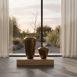 Vaso Nadu in Alluminio Dorato Artigianale | Collezione Lemoire Home
