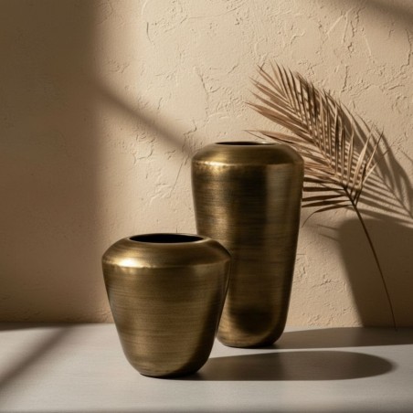 Vaso Nadu in Alluminio Dorato Artigianale | Collezione Lemoire Home
