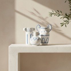 Vaso Greek in Gres Bianco e Blu: Eleganza Mediterranea Lemoire