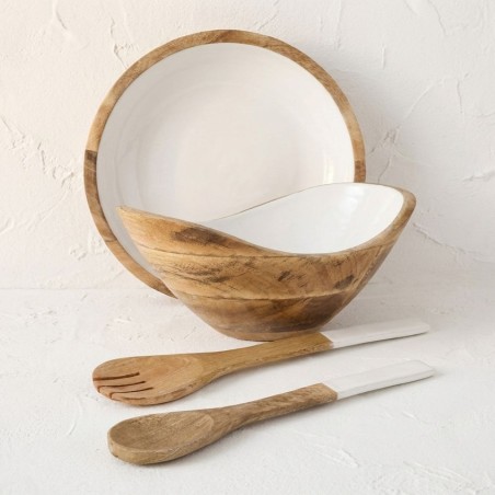Collezione Knossos: Ciotole in Legno di Mango e Smalto Artigianale