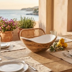 Collezione Knossos: Ciotole in Legno di Mango e Smalto Artigianale