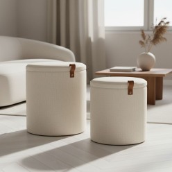 Set 2 Pouf Contenitori Katia: Texture e Design Contemporaneo