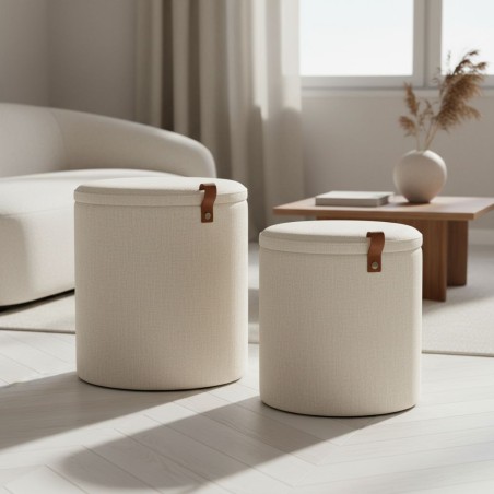 Set 2 Pouf Contenitori Katia: Texture e Design Contemporaneo