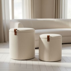 Set 2 Pouf Contenitori Katia: Texture e Design Contemporaneo
