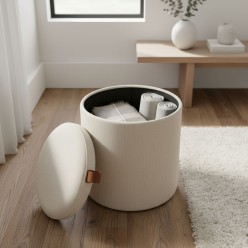 Set 2 Pouf Contenitori Katia: Texture e Design Contemporaneo