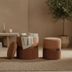 Set 2 Pouf Contenitori Talya: Texture Intrecciata e Ash Wood