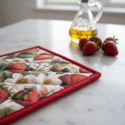 Coppia Presine Artigianali Fragole: Canvas Eco e Bordo Sartoriale