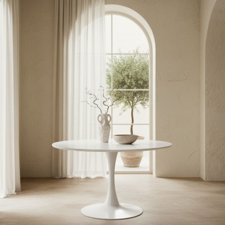 Tavolo Bloom White D120: Icona di Design e Purezza Contemporanea
