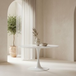 Tavolo Bloom White D120: Icona di Design e Purezza Contemporanea