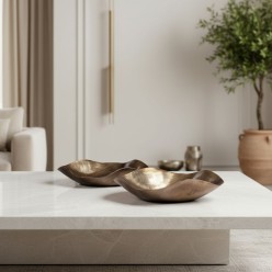 Vassoio Scultoreo in Alluminio Brunito: Design Organico Lemoire Home