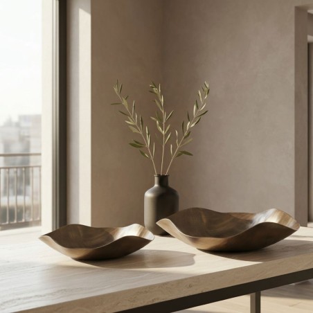 Vassoio Scultoreo in Alluminio Brunito: Design Organico Lemoire Home