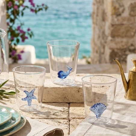 Bicchieri Marine in Borosilicato con Decoro Interno Blu