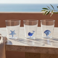 Bicchieri Marine in Borosilicato con Decoro Interno Blu