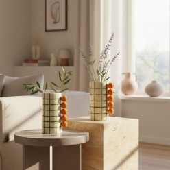 Vaso Zeyra in Ceramica con Mandarini in Rilievo | Lemoire Home