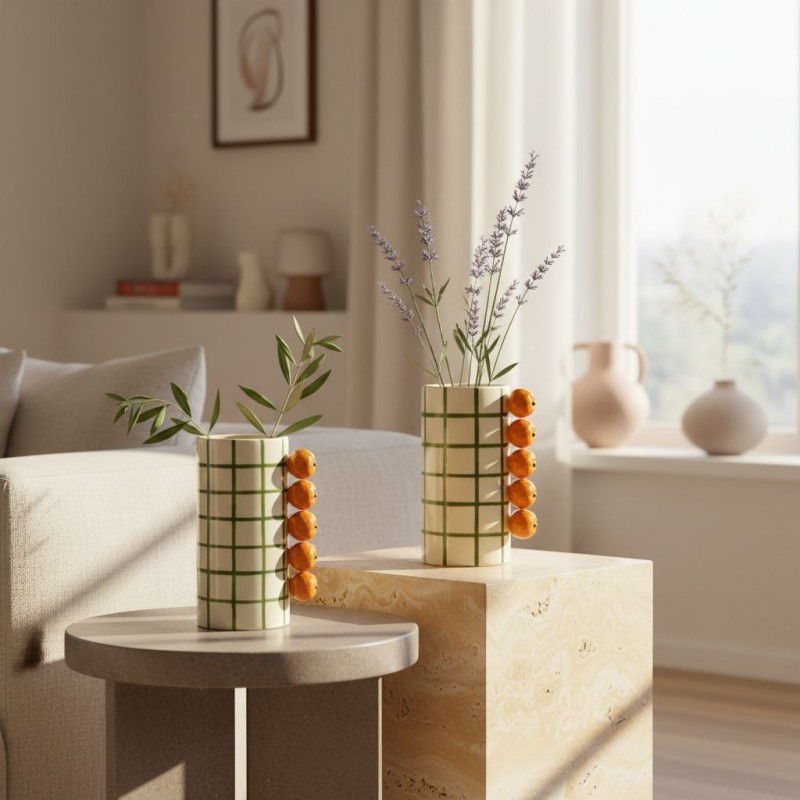 Vaso Zeyra in Ceramica con Mandarini in Rilievo | Lemoire Home