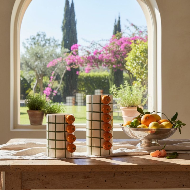 Vaso Zeyra in Ceramica con Mandarini in Rilievo | Lemoire Home