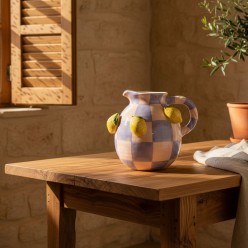 Caraffa Vaso Kaelis in Ceramica con Limoni in Rilievo H20