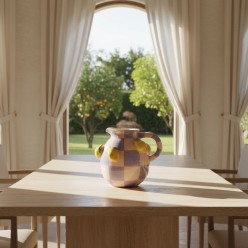 Caraffa Vaso Kaelis in Ceramica con Limoni in Rilievo H20