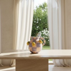 Caraffa Vaso Kaelis in Ceramica con Limoni in Rilievo H20
