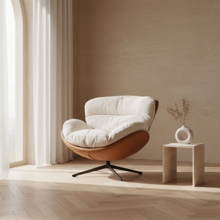 Poltrona Adinda Lemoire: Design Girevole in Ghiaccio e Cuoio