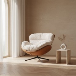 Poltrona Adinda Lemoire: Design Girevole in Ghiaccio e Cuoio