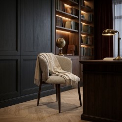 Sedia Amalia Lemoire Home: Design Contemporaneo Noce e Beige Bouclé