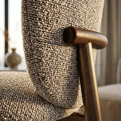 Sedia Amalia Lemoire Home: Design Contemporaneo Noce e Beige Bouclé
