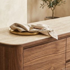Credenza Ezekiel Noce e Pietra Sinterizzata Travertino | 160cm
