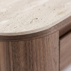 Credenza Ezekiel Noce e Pietra Sinterizzata Travertino | 160cm